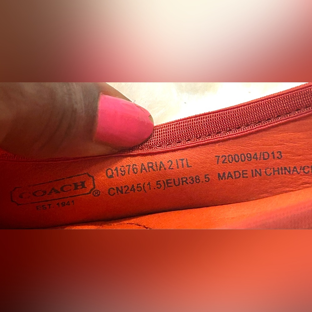 Coach Signature Suede Orange Red Ballet Flat slip on women’s size 7.5 - Picture 5 of 9
